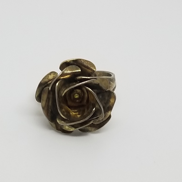 JANE POPOVICH DESIGNER STERLING SILVER ROSE DESIGN RING - Picture 3 of 6